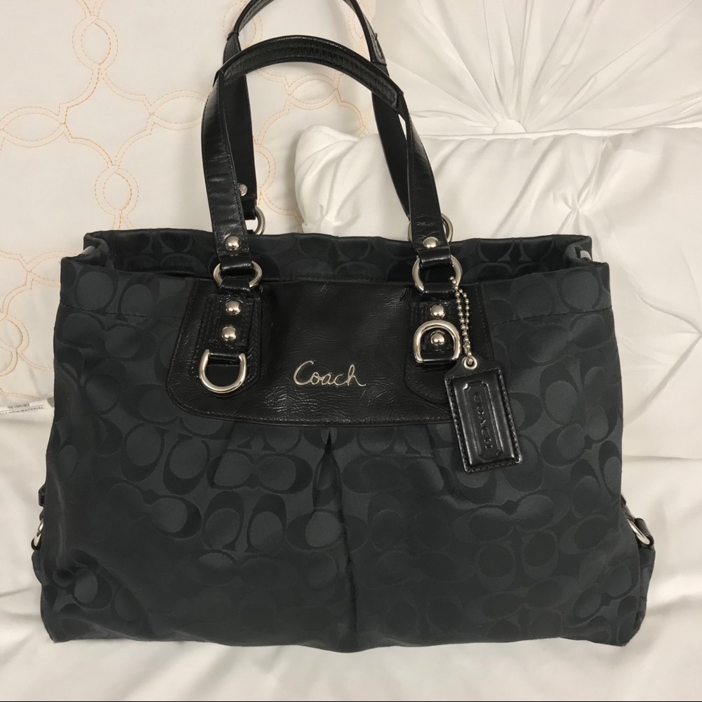 Authentic Coach Purse - Black Coach Handbag/Satchel w/Removable Crossbody Strap